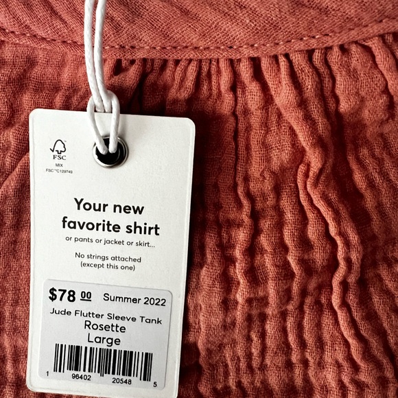 Marine Layer NWT Jude Flutter Sleeve Tank Top Rosette Pink Basic - Picture 6 of 7